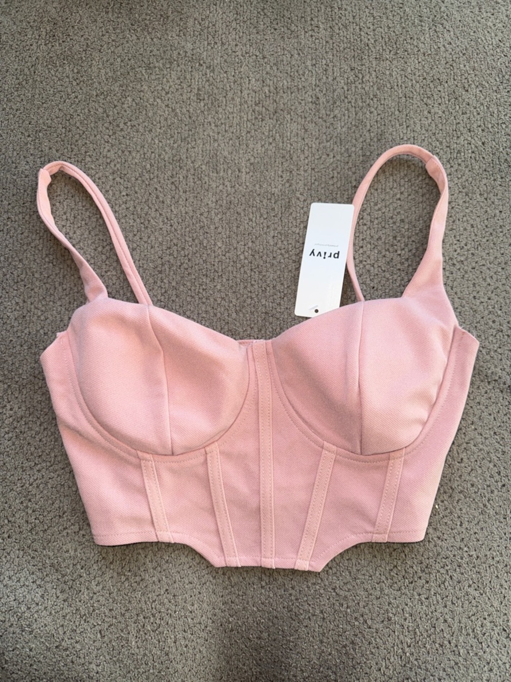privy Pink Structured Bustier Crop Top